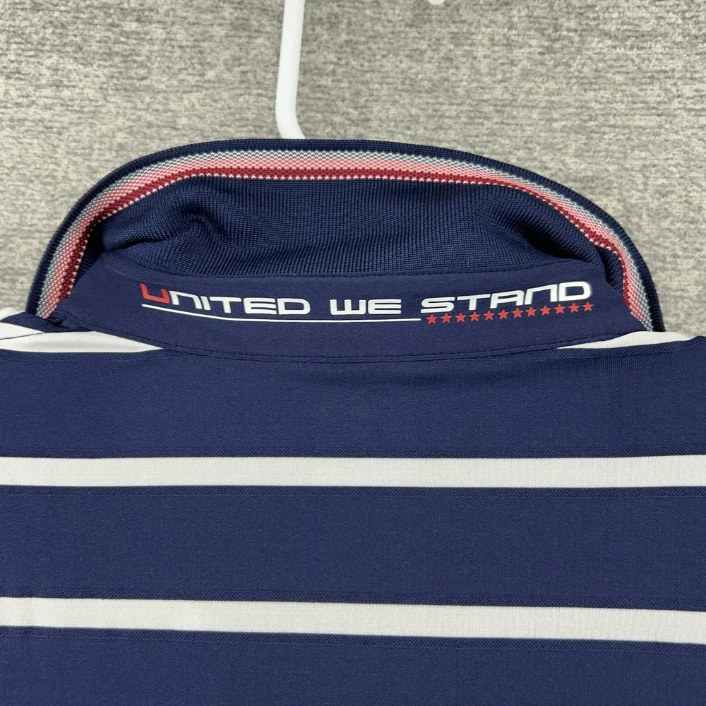 RLX Ralph Lauren 2018 Gold Cup Golf Polo Men Sz Large Blue‎ Striped Short Sleeve